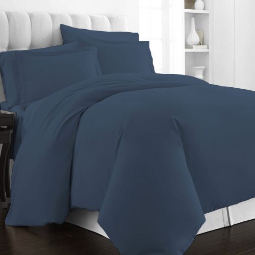 Pizuna 500 Thread Count Cotton Duvet Cover Set 2 Pc-Dark Blue-Single