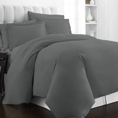 Pizuna 500 Thread Count Cotton Duvet Cover Set 2 Pc-Dark Grey-Superking