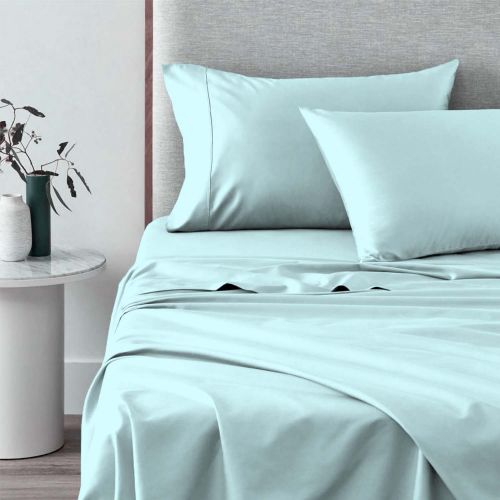 Pizuna 400 Thread Count Cotton Sheet Set 4 PC-Ice Aqua-Queen