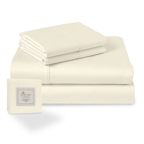 400 Thread Count Cotton Sheet Set  New Ivory - 6 PC Queen