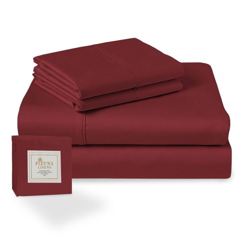 Pizuna 400 Thread Count Cotton Sheet Set - Rio Red - Twin XL